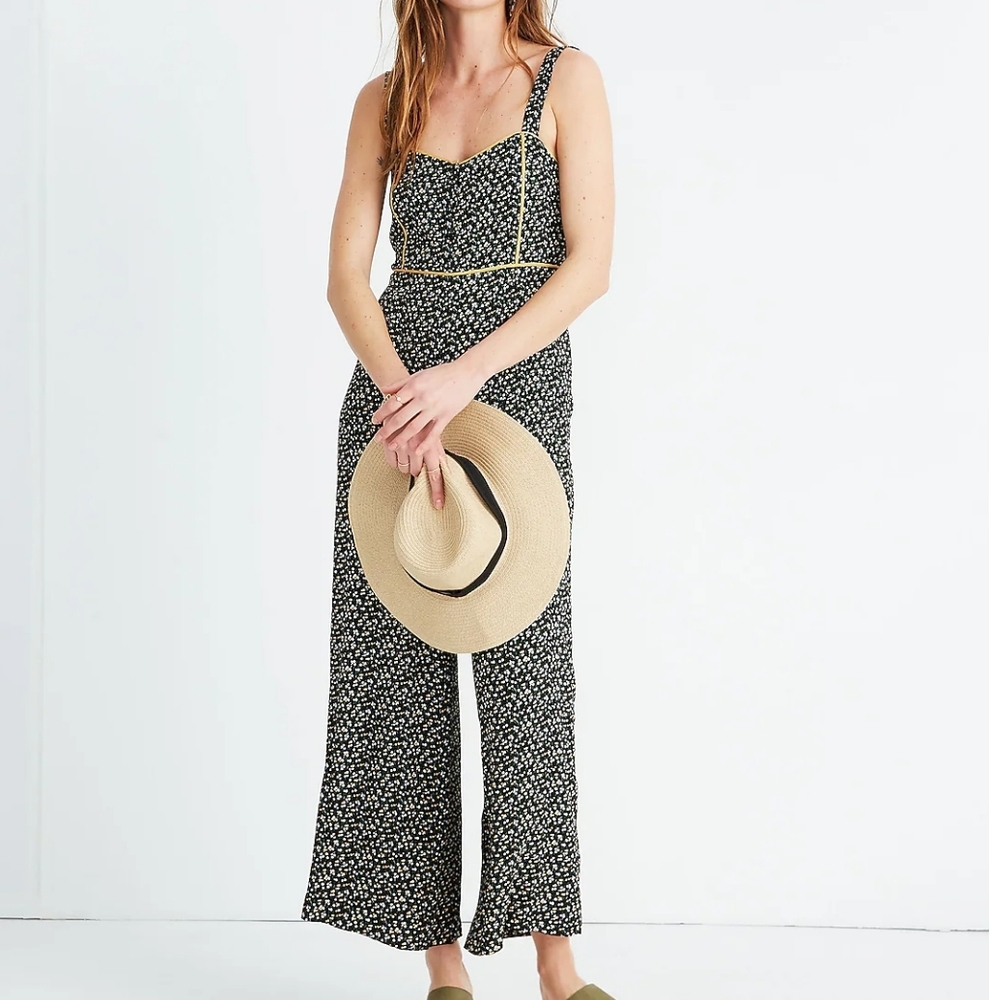 Madewell Button-Front Wide-Leg Jumpsuit in Playground Posies